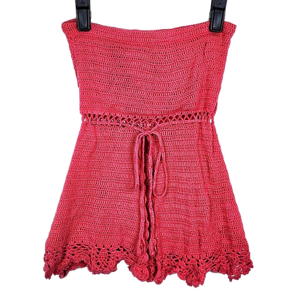 JLO by Jennifer Lopez Y2K Vtg Crochet Babydoll Strapless Top Size XS